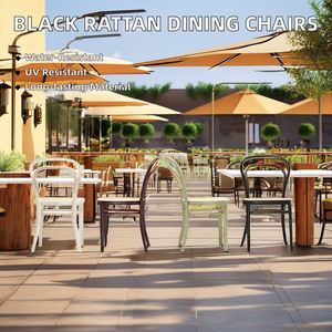 Sillas de comedor de ratán negro de Fabricante Mayorista moderno Silla de café de madera natural para sillón de exterior de restaurante de hotel - Product Image 5