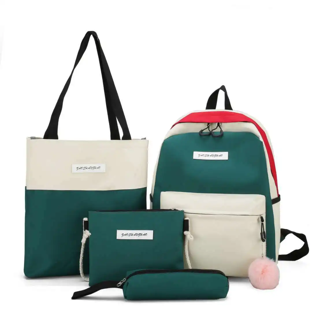 Фабричная оптовая продажа, холщовая школьная сумка в клетку, рюкзак для девушек в стиле колледжа, студенческий Повседневный холщовый рюкзак 4 в 1