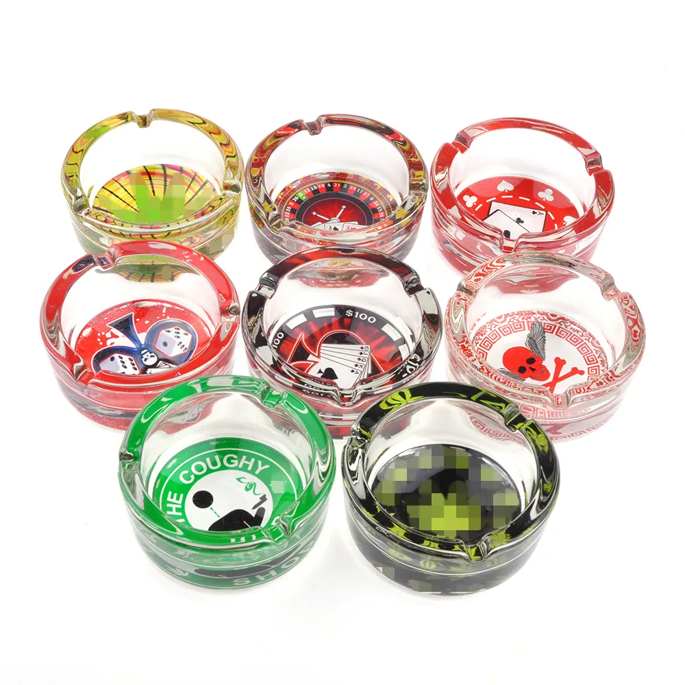 JL-005S Wholesale Portable Cute Human Round Glass Custom Ash Tray Tobacco Cigar Frog Cigarette Ashtray Cenicero