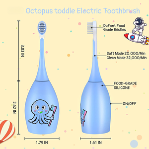 <span class=keywords><strong>Brosse</strong></span> à dents électrique rechargeable pour enfants, charge rapide, design adorable en forme de pieuvre, tête de <span class=keywords><strong>brosse</strong></span> en U et droite incluses - Product Image 2