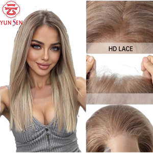 Perruque Lace Front 13x4 sans colle 100% Cheveux Humains Vierges Remy, Longueur Moyenne, <span class=keywords><strong>Coiffure</strong></span> et Couleur Modifiables, Raie au Milieu ou Latérale, Mèches, pour Femme - Product Image 3