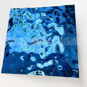 EX173 304 Tôle d'acier inoxydable à motif vague d'eau, panneau mural décoratif, plaque de plafond métallique, découpe et pliage inclus - Product Image 1