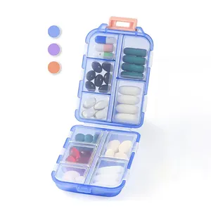 Pastillero pequeño organizador de pastillas de viaje semanal dispensador de pastillero de bolsillo portátil para vitamina contenedor de compartimentos de aceite de pescado