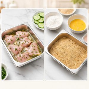 อุปกรณ์จัดเลี้ยงร้านอาหารสไตล์อเมริกัน ถาดสแตนเลส GN Pan ขนาด 1/3 GN Pan - Product Image 3