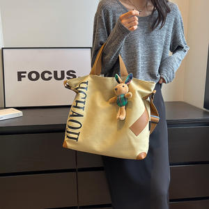 Moda popolare grande capacità borse di tela a tracolla custom tasca interna e cerniera personalizzata crossbody tela tote bag per ragazza - Product Image 4