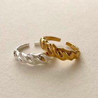 Dernier modèle Anneaux ouverts torsadés irréguliers en argent sterling S925 pour femme Cadeau