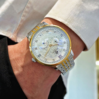 Montre mécanique automatique pour homme, cadran vintage, diamants incrustés, phase de lune, calendrier, étanche, montre de luxe pour homme