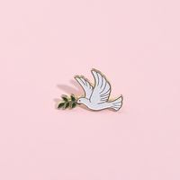 En gros Nouveauté 2026 Broches et épingles créatives Colombe de la paix, mignonnes, style dessin animé, avec branche d'olivier et pigeon, badges accessoires en métal
