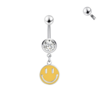 Venta al por mayor de acero inoxidable Piercing del ombligo cara feliz amor fruta verano serie Venta caliente anillos del vientre