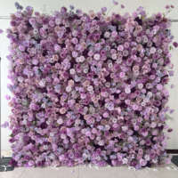 8x8ft Soie À La Main Rose Mur Fleur Artificielle 3D Mur Décor Mur Rouleau Panneau pour Mariage Noël Saint Valentin