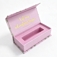 Boîte cadeau élégante pour rouge à lèvres rose, boîte d'emballage cosmétique magnétique pour gloss à lèvres avec logo personnalisé en feuille d'or