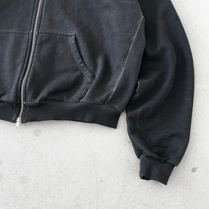 Designer Custom Streetwear Washed <b>Hoodies</b> Mens Blank <b>Black</b> 450gsm French Terry Vintage Distressed Acid Wash <b>Zip</b> Hoodie Men Print - Product Image 5