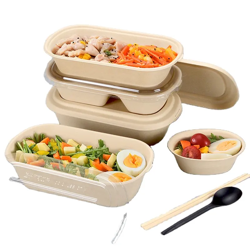 Biodegradable खाद्य कंटेनर डिस्पोजेबल Takeaway ब्राउन क्राफ्ट पेपर भोजन बॉक्स Bento दोपहर के भोजन के बॉक्स कागज दोपहर के भोजन के बॉक्स