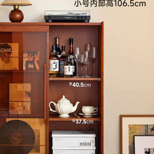 <b>Solid</b> <b>Wood</b> Retro <b>Bookcase</b> With Glass Door Space Saving Design For Living Room Study Home Display Cabinet Magazine Storage - Product Image 3