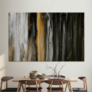 Modern Abstract Canvas Print: Elegant Black, White & Gold Wall Decor,<b>WRAPPED</b> CANVAS - Product Image 3