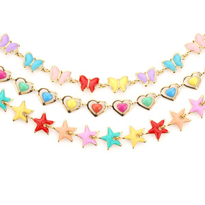 Collar de cadena de esmalte con mariposas coloridas, aleación de zinc, joyería de moda para mujer, regalo con patrón de estrella y corazón H1277 - Product Image 3
