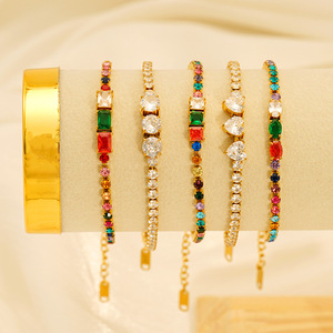Zogxin Gold Tone <b>Crystal</b> <b>Bracelet</b> Set Adjustable For Women Party Jewelry Fashion Bangle - Product Image 2