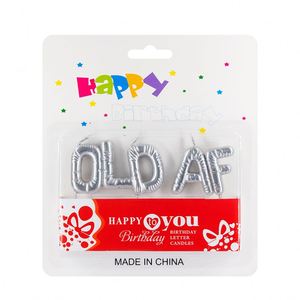 Bougies de gâteau en lettres métalliques argentées « OLD AF » en gros pour mariages et anniversaires - Product Image 6