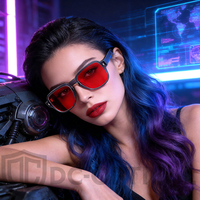 Lunettes de jeu économiques avec monture en acétate, verres rouges CR39 anti-lumière bleue, légères, pour le jeu quotidien et le bureau