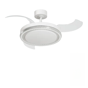 Ventilateur de plafond puissant de 42 pouces avec moteur DC, 4 pales rétractables en plastique, télécommande Bluetooth et lampe intégrée, couleur noire - Product Image 1