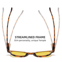 Lunettes anti-lumière bleue unisexe Sunray rétro rondes en PC noir brillant avec monture intégrale, verres teintés jaunes et rivets argentés en forme de diamant, OEM