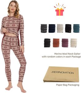 Set <span class=keywords><strong>di</strong></span> biancheria intima termica da <span class=keywords><strong>donna</strong></span> in <span class=keywords><strong>lana</strong></span> merino 100% con motivo a fiocco <span class=keywords><strong>di</strong></span> neve, set da 2 pezzi - Product Image 3