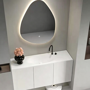 Ensemble de meubles de salle de bain minimalistes avec vasque intégrée en céramique, lavabo et unité d'évier. - Product Image 3
