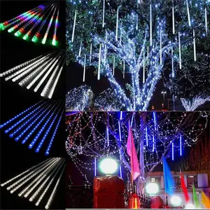 Garden park christmas outdoor decor 30cm 50cm length hang on trees snow fall led meteor lights