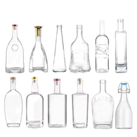Bouteille en verre personnalisée en gros pour spiritueux, 100ml-1000ml, design plat, rond ou ovale, pour Whisky, Tequila, Vodka, Gin, Rhum