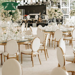 Muebles de hotel Base de acero inoxidable Parte superior de vidrio Sala de banquetes Mesa de comedor redonda - Product Image 3