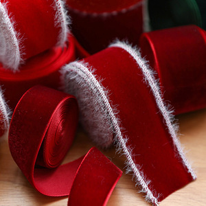JIN PENG 2.5/3.8cm Multi Red Velvet רול סרט חג המולד לעטיפת מתנות לעיצוב עץ - Product Image 2