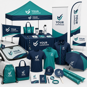 Kit de regalo para campaña electoral: carpa con toldo, póster enrollable, bandera de plumas, camino de mesa para convenciones, exposiciones y artículos promocionales. - Product Image 1