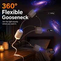Projecteur d'étoiles USB 2-en-1 mini, veilleuse flexible et rotative avec lentille de mise au point, lampe d'ambiance ciel étoilé pour voiture et chambre