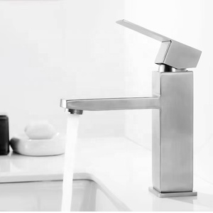 Robinet de lavabo noir économique à poignée unique en acier inoxydable, à économie d'eau, pour montage sur comptoir de salle de bain - Product Image 3