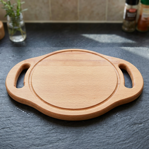 Planche à découper en bois finition naturelle, plateau de service avec poignée, forme rectangulaire, durable, réutilisable, non toxique, écologique, passe au lave-vaisselle - Product Image 1