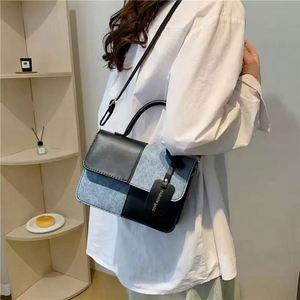 I-0302 Wholesale Fashion PU Leather Ladies Handbags <b>Square</b> Underarm Crossbody Bag Pure Color Block Splice Shoulder Bags - Product Image 5