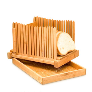 Top vente réglable bambou bois pain planche à découper trancheuse à pain avec couteau et miettes <span class=keywords><strong>plateau</strong></span> - Product Image 2