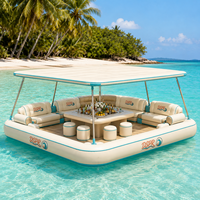 Cabane flottante gonflable avec auvent, canapé, bar et plateforme pour lac, piscine, yacht, usage en resort