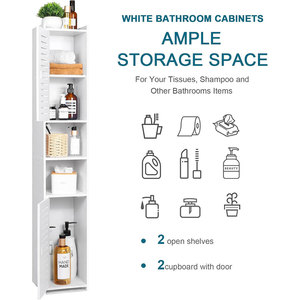 <b>Bathroom</b> <b>Storage</b> Cabinet 97cm Freestanding <b>Narrow</b> Toilet Side Shelf With Multiple Layers For <b>Bathroom</b> Organization - Product Image 3