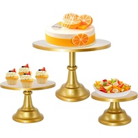Ensemble de 3 supports à gâteaux en métal, présentoir à cupcakes, plateau de service pour la décoration de fêtes et de vacances