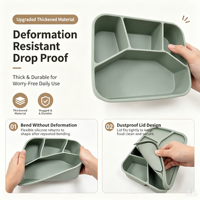 Boîte à lunch chauffable en silicone de qualité alimentaire à 4 compartiments de 1 L pour étudiants et employés de bureau