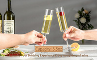 Design moderne 5.5OZ Mariage réutilisable pour flûtes à champagne Coupes à tige en acrylique Verres à vin pour la mariée Anniversaire Toasting Red Co
