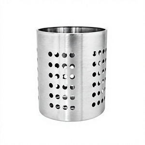 Support de rangement cylindrique en métal, résistant à la rouille, design minimaliste, organisateur de produits de toilette pour salle de bain, type sur pied, à un seul niveau - Product Image 5
