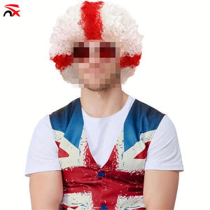 Nuoxin Günstiger Preis Akzeptieren Sie benutzer definierte verschiedene Land flagge Farbe Fußballfans PET Chemiefaser Explosion Perücke für Party Dekor - Product Image 5