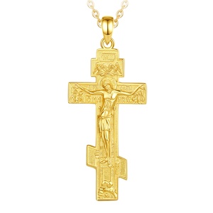 Joyería Espiritual al <span class=keywords><strong>por</strong></span> Mayor, Colgante de Cruz Ortodoxa, <span class=keywords><strong>Plata</strong></span> de Ley 925, Chapado en Oro de 18K - Product Image 1