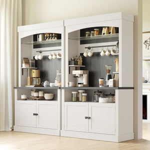 <span class=keywords><strong>Buffet</strong></span> <span class=keywords><strong>haut</strong></span>, armoire de bar à café avec lumières LED, <span class=keywords><strong>buffet</strong></span> <span class=keywords><strong>haut</strong></span> de style campagnard avec support pour micro-ondes/porte-bouteilles/étagère à verres - Product Image 2