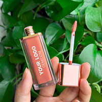Gloss à lèvres en marque privée avec capuchon or rose, mat et brillant, longue tenue, hydratant, maquillage des lèvres personnalisé, rouge à lèvres