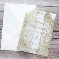 Invitations de mariage et de douche nuptiale en papier brun, motif floral, de luxe, recyclables, style européen, imprimées UV, estampées or