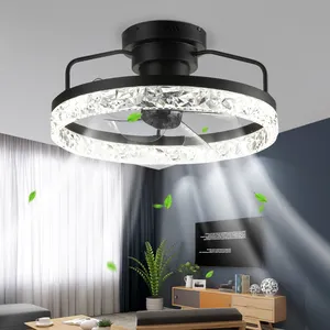 Slynn Zwarte Plafondventilator Met Licht 3 Kleuren Dimbare Afstandsbediening Ventilator Lamp Led Onzichtbaar Hangende Ventilator Licht Voor Woonkamer