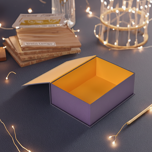 Cajas rígidas de cartón púrpura personalizadas Caja de regalo magnética de lujo artesanal de laminación mate - Product Image 1